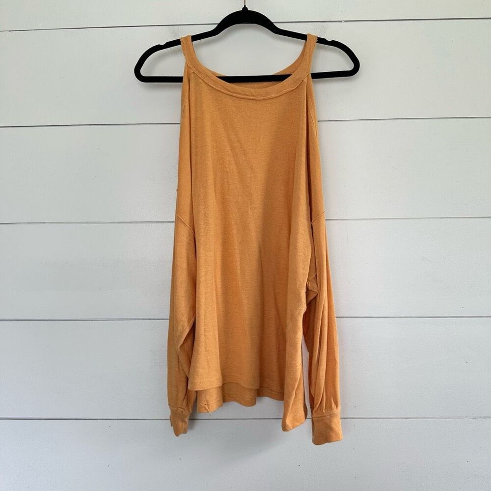 Free People We the Free Women’s Large Chill Out Orange Cold Shoulder Longsleeve